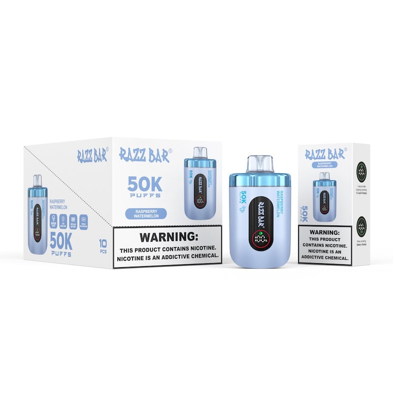 Razz Bar 50K Bazar Vape Puff Razz Bar 50K Puffs 50000 Disposable Vape 5% Salt Nicotine, LED Display, 650mAh USB-C Rechargeable