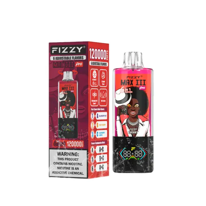 Fizzy MAX 3 120K puffs disposable vape device with LED display