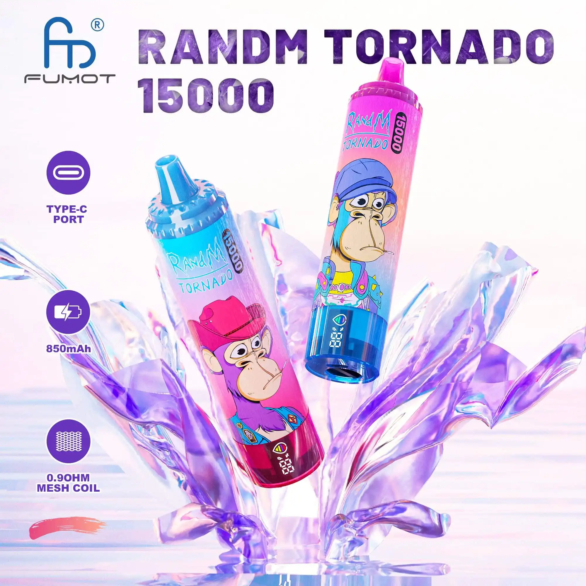 aleatório 15k-1 Cigarro eletrônico descartável RandM Tornado 15k puff 15000: como vaporizar