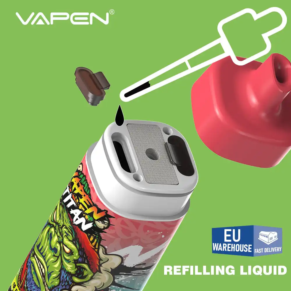 Kit de vapeo recargable VAPEN TITAN X con 10000 caladas y envío rápido a la UE.