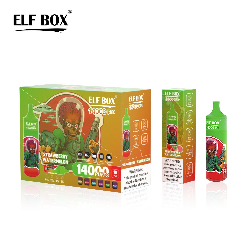 ELF BOX 14000 Pro - Vape desechable de 14 bocanadas con pantalla inteligente