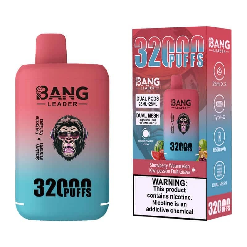 Bang Leader 32K Disposable Vape puffs price - 0% / 2% / 3% / 5% Nicotine, 26ml × 2, 12 Flavors