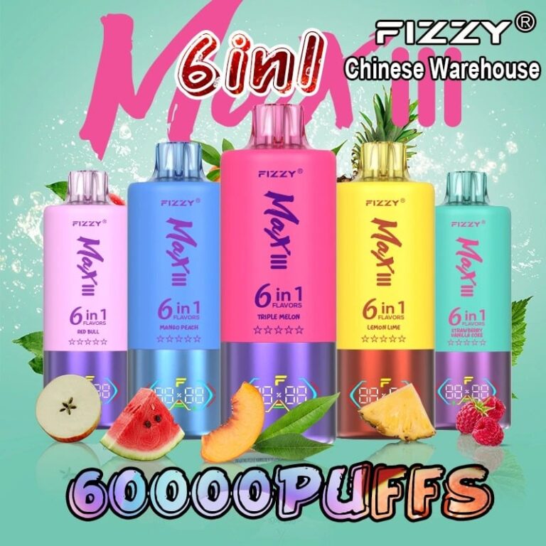 Fizzy 60000 Puffs 60k 6 in 1 Flavors LED Screen Disposable Vape Chinese Warehouse 8