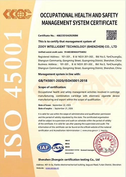 ISO45001 ISO certificates