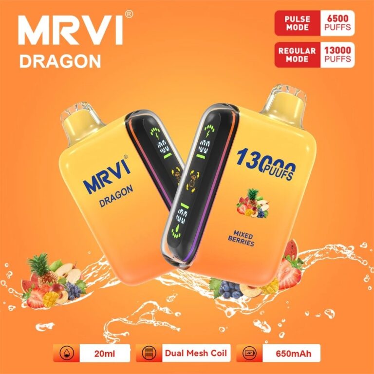 Original Mrvi Dragon 6500 13000 Puffs 13K 15K Disposable E Cigarette Device Puff Rechargeable Display Screen Optional Wholesale I Vape Geek Bar 5