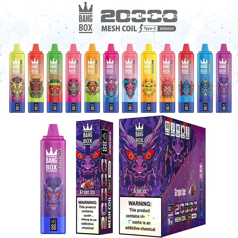 Original-vape-pen-bangBox-20000-puffs-choose-12-flavors-0_-2_-3_-5_-mesh-coil-digital-screen-displays-oil-and-electricity-Type-C-charging-disposable-e-cigarettes.jpg Bang Box 20000 Puffs | Rechargeable Disposable Vape | 26ml Dual Mesh