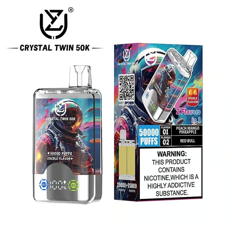 UZY Crystal Twin 50K Puffs 50000 Disposable Vape - dual flavor vape Peach-Mango-Pineapple-Red-Bull.jpeg UZY Crystal Twin 50K Puffs 50000 Disposable Vape - dual flavor vape