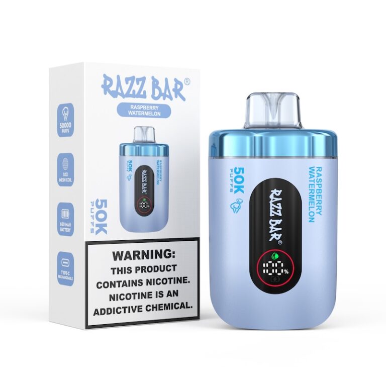 Puff Razz Bar 50K Puffs 50000 Disposable Vape 5% Salt Nicotine, LED Display, 650mAh USB-C Rechargeable