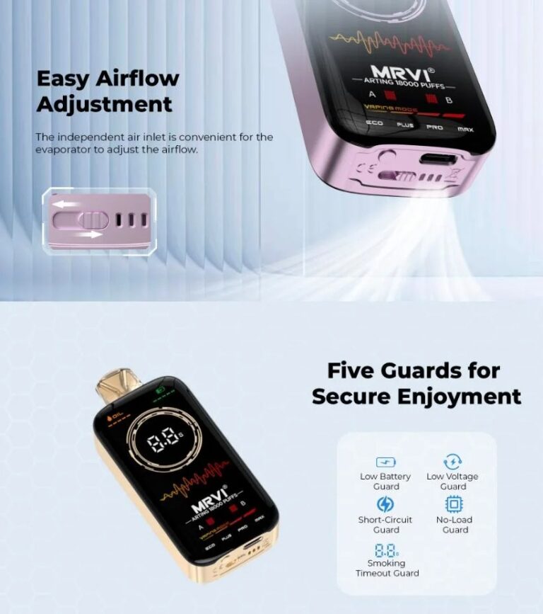 Wholesale Disposable Vape Yuerwei Mrvi 18K Vape Bar E Cigarettes 26ml 18000 Puffs Empty Vape with Full Screen Display with Drop Shipping Nicotin Vape Puff E Cig 7