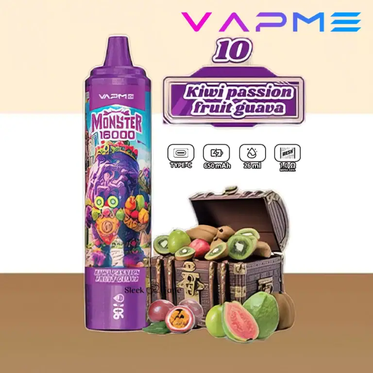 sleek vape vapme monster 16000Kiwi passion fruit guava .png