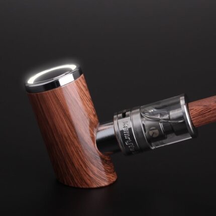 Kamry K1000 Plus E-Pipe Starter Kit - 1100mAh, 30-35W, Adjustable Airflow, 0.5Ω Mesh Coil (Wood Grain / Black Wood)