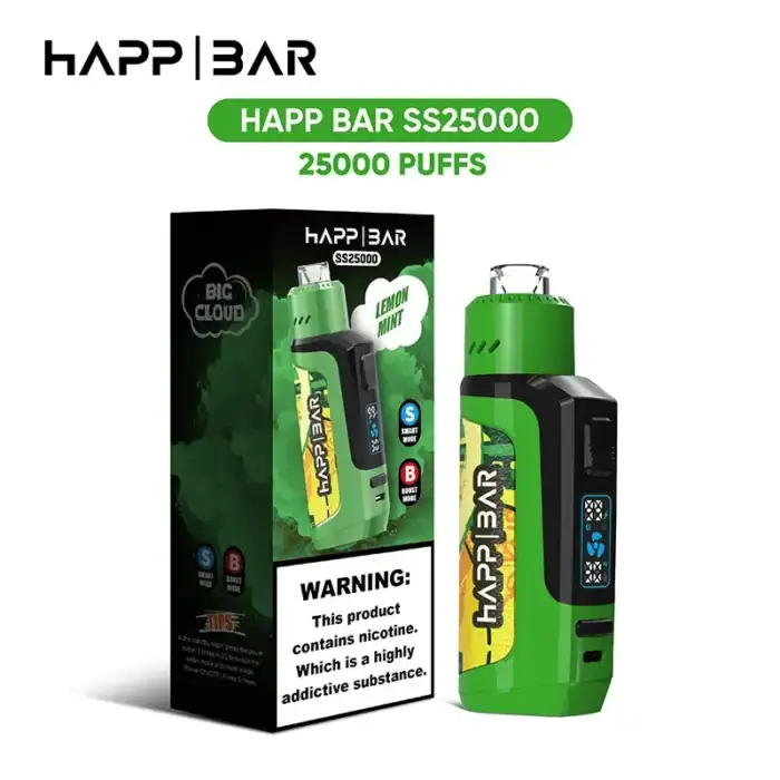 HAPP BAR 25000 Puffs Disposable Vape - 12 Flavors Rechargeable (1% Nicotine, 25mL, Type-C)