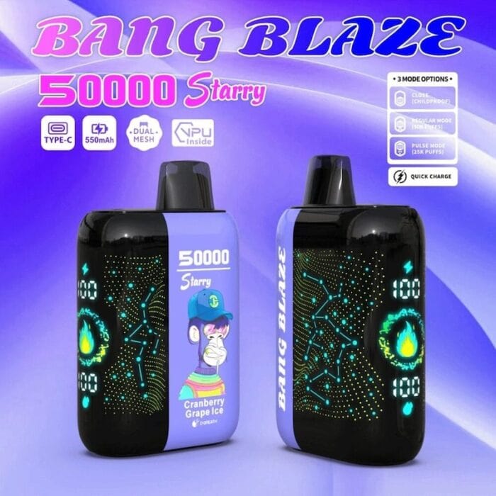Bang Blaze Starry 50000,Bang Blaze Starry,Bang Blaze 50000 puffs,Bang Blaze Starry vape,puff 50000 Bazar Vape