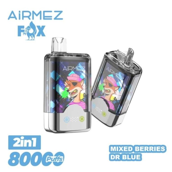 Airmez Fox 80k Vape 80000 Puffs 2 in 1 flavors Disposable Vape Double Mesh Coil LED Display