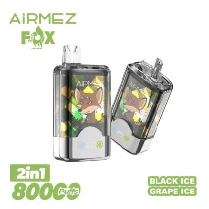 Airmez Fox 80k Vape 80000 Puffs 2 in 1 flavors Disposable Vape Double Mesh Coil LED Display