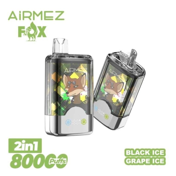 Airmez Fox 80k Vape 80000 Puffs 2 in 1 flavors Disposable Vape Double Mesh Coil LED Display Airmez Fox 80k Vape 80000 Puffs 2 in 1 flavors Disposable Vape Double Mesh Coil LED Display