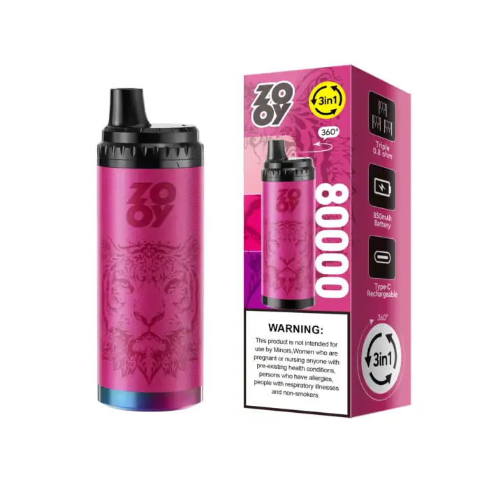 Zooy King Triple 80000 80k Puff Disposable Vape 3 in 1 Flavors RGB Light