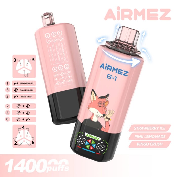 Airmez 140000 Puffs Disposable Vape - 6 Flavors Mesh Coil, Type-C Charging, 650mAh Rechargeable | 10pcs Display Box