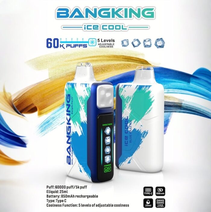 Bang King Ice Cool 60000 Puffs 60k Disposable Vape - 5 Adjustable Coolness Levels LED Screen