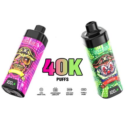 Razz Bar 40K Puffs Disposable Vape - 650mAh Rechargeable, Mesh Coil, Type-C, 16 Flavors, 2%/5% Salt Nicotine