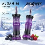 LED display showing battery and e-liquid levels on ATVS AL SAHIM 200K vape