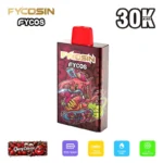 Flavor variety lineup of FYCOS 30K disposable vape in different color variants