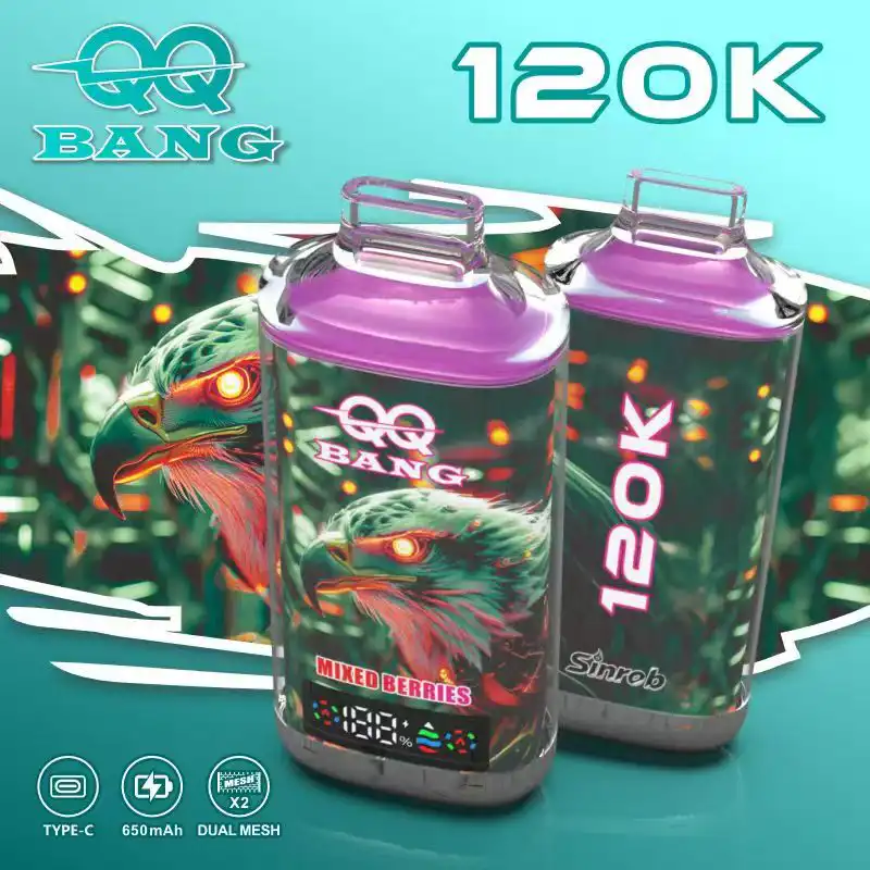 QQ Bang 120K QQ Bang 120K disposable vape packaging with LED display