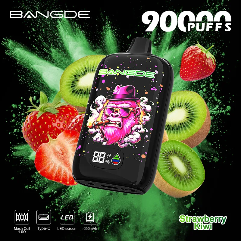 bang de 90k Bazar Vape Digital display screen on BANG DE 90K vape showing battery percentage and puff count