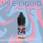 20mg nicotine strength label on Savage Vape V9 nic salt bottle