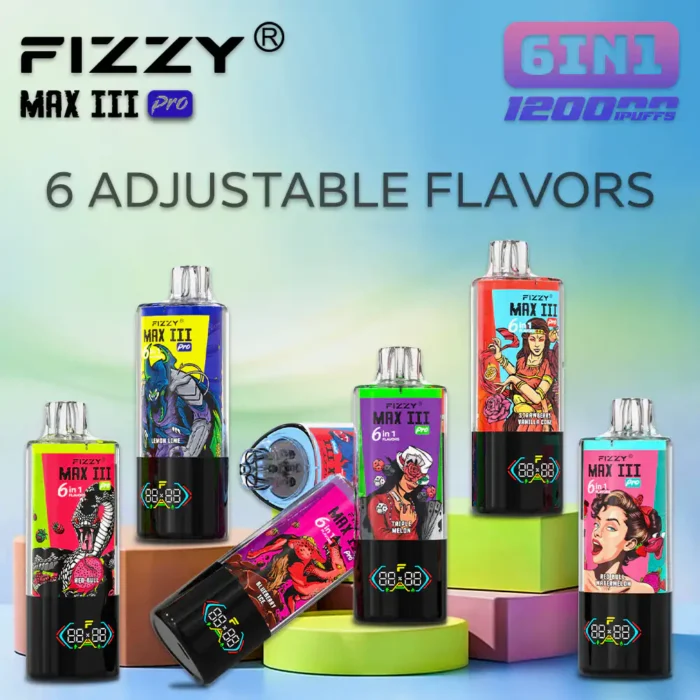 Ingredients label on Fizzy MAX 3 disposable vape box