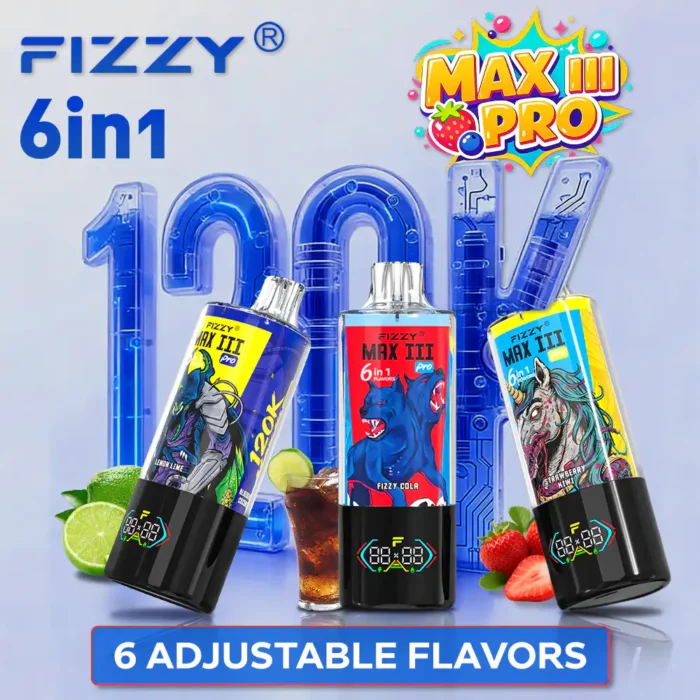 Longest lasting 120K puffs disposable vape Fizzy MAX 3 with LED screen