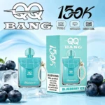 QQ Bang 150K perfume disposable vape flavors displayed with fruit and flower illustrations