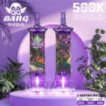 QQ Bang Shisha 500K vape held in adult hand for size reference