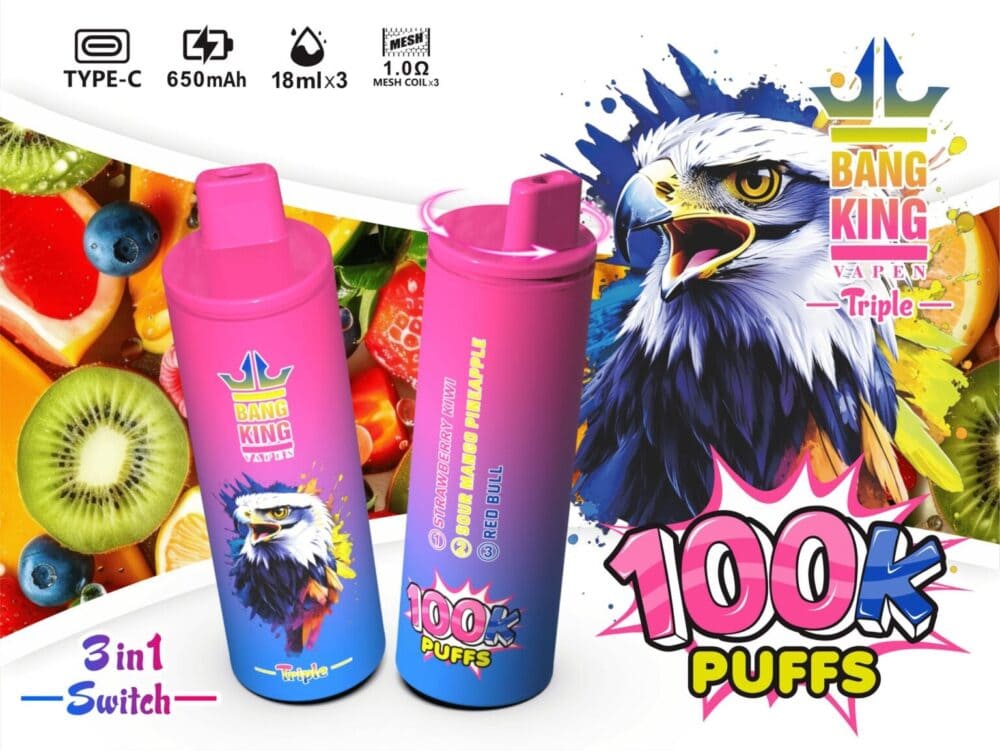 Bang King Triple 100000 100k Puffs Disposable Vape - 54ml Total (18ml×3) E-Liquid Triple Flavor Mode bangking vape