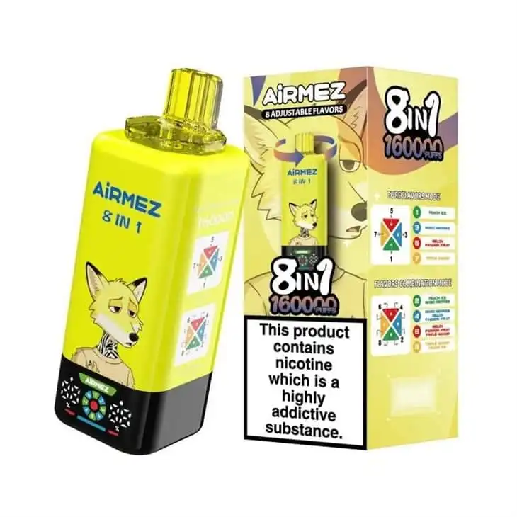 Airmez 160K Puffs Fox Disposable Vape - 8in1 Flavors , 60mL Pre-Filled, Rechargeable Type-C, Mesh Coil (10 Pack Display Box) - Bulk Wholesale Airmez 160K Puffs Fox Disposable Vape - 8in1 Flavors , 60mL Pre-Filled, Rechargeable Type-C, Mesh Coil (10 Pack Display Box) - Bulk Wholesale