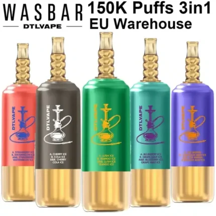 WASBAR DTL 150K puffs 3in1 vape 150000 puffs shisha-style disposable with 3 flavor system
