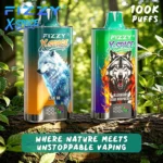 0.8Ω dual mesh coil structure inside Fizzy X SPACE 100K disposable vape