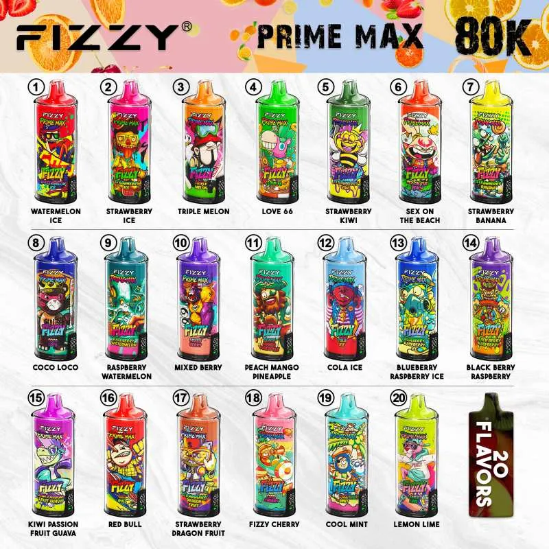 Fizzy Prime Max 80K fizzy prime max 80k puffs,80000 disposable vape,dual mesh vape 80K,Fizzy 80K vape flavors,80k puffs Bazar Vape