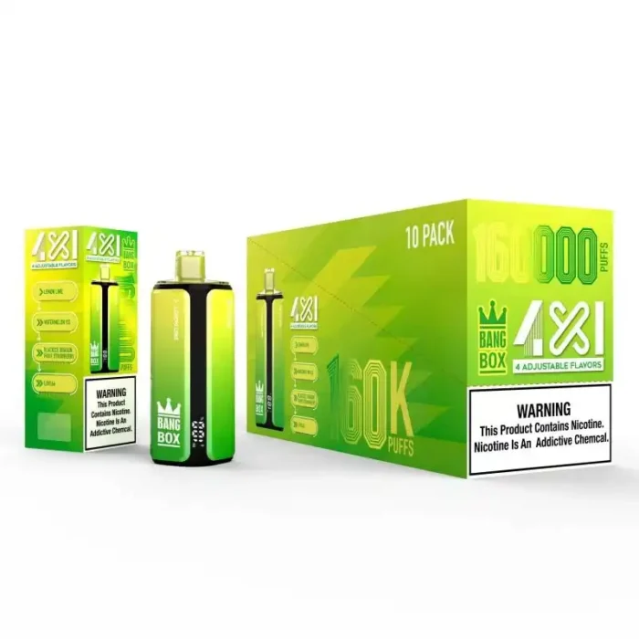 Wholesale BANG BOX 160K Puffs Disposable Vape - 20mL x 4 Mesh Coils, 650mAh Rechargeable Battery, 10 Flavors