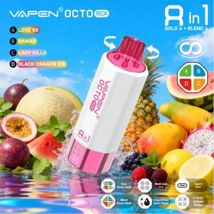 QUAD mesh coil technology in VAPEN OCTO disposable vape - enhanced flavor and vapor