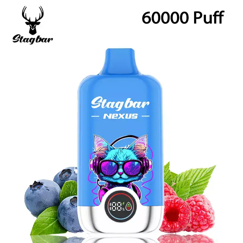 Stagbar Nexus 60000 Puffs 60k Vape: 50ML E-Liquid, 2%/5% Nicotine, 850mAh Rechargeable Battery, LED Display stag bar vaper