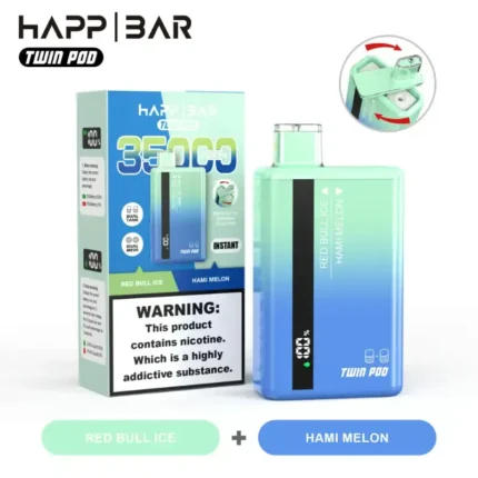 Happ Bar Twin Pod 35000 35k Puffs Rechargeable Disposable Vape (Dual 18ml Tanks, 5% Nic)