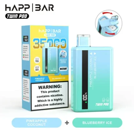 Happ Bar Twin Pod 35000 35k Puffs Rechargeable Disposable Vape (Dual 18ml Tanks, 5% Nic)