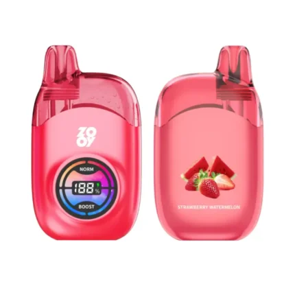 LED display showing battery and e-liquid status on ZOOY Astro Bar 70K