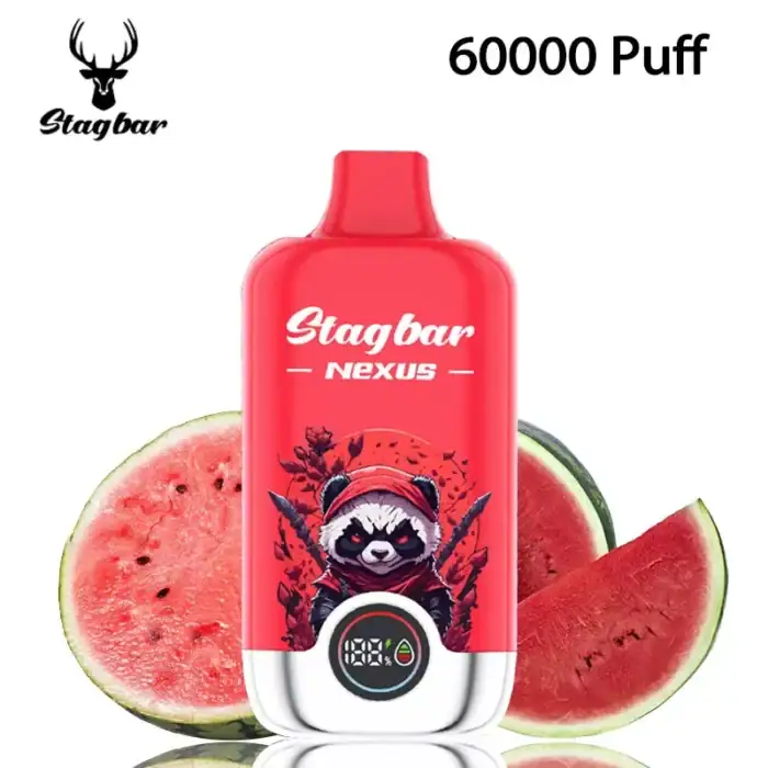 Stagbar Nexus 60000 Puffs 60k Vape: 50ML E-Liquid, 2%/5% Nicotine, 850mAh Rechargeable Battery, LED Display stag bar vaper