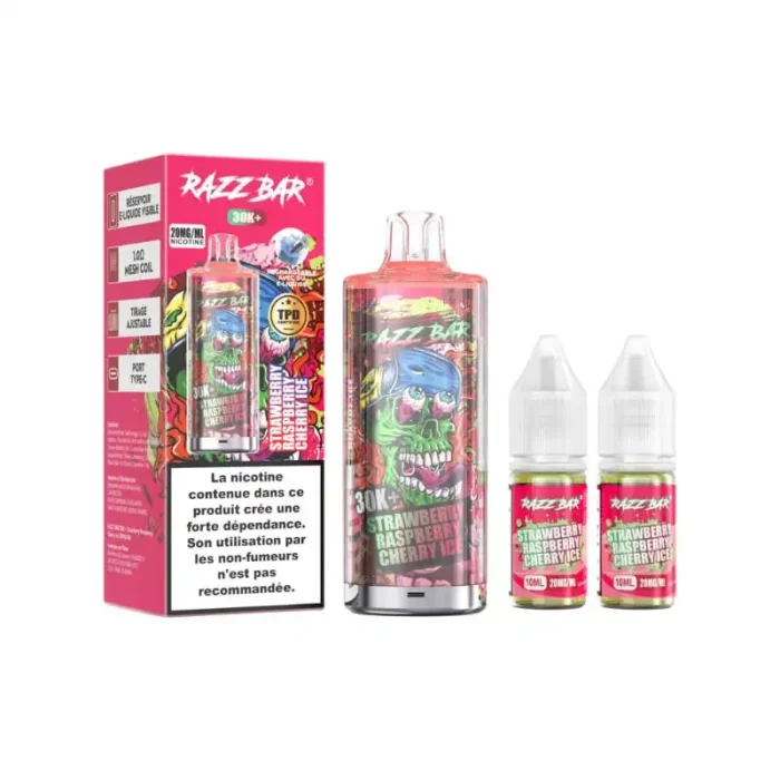 Razz Bar 30K Plus Disposable Vape – 30,000 Puffs, 20mg Nicotine (2%) | TPD Compliant & USB-C Rechargeable