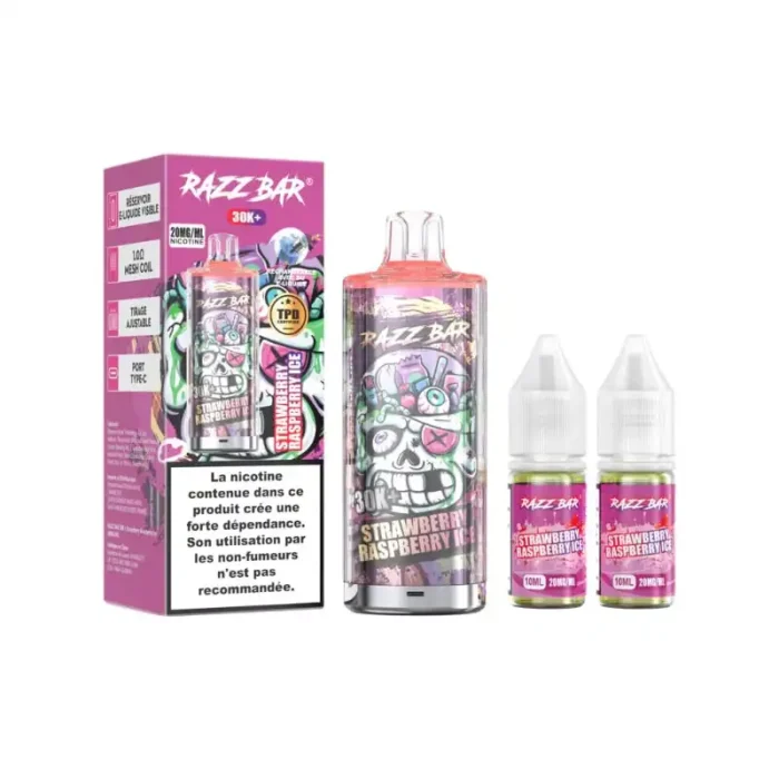 Razz Bar 30K Plus Disposable Vape – 30,000 Puffs, 20mg Nicotine (2%) | TPD Compliant & USB-C Rechargeable