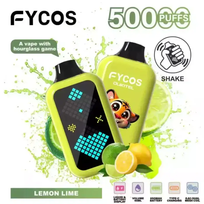 FYCOS 50K 50000 Puffs Hourglass Player Disposable Vape Bar - Dual Mesh Coil LED Display