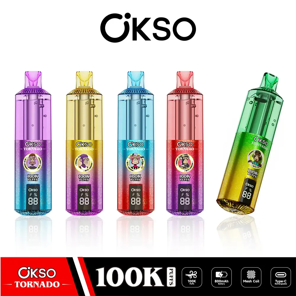 okso tornado 100k Multiple OKSO Tornado 100K devices displaying different flavor color options