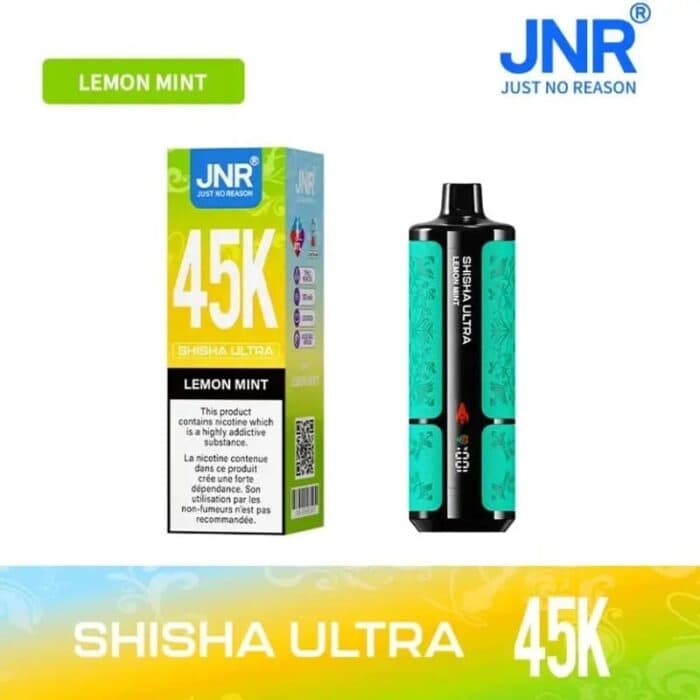JNR Shisha Ultra 45000 45k Puffs Disposable Vape - 40ml 2% Nicotine, Rechargeable 1100mAh USB-C with Smart LED Screen & Adjustable Airflow